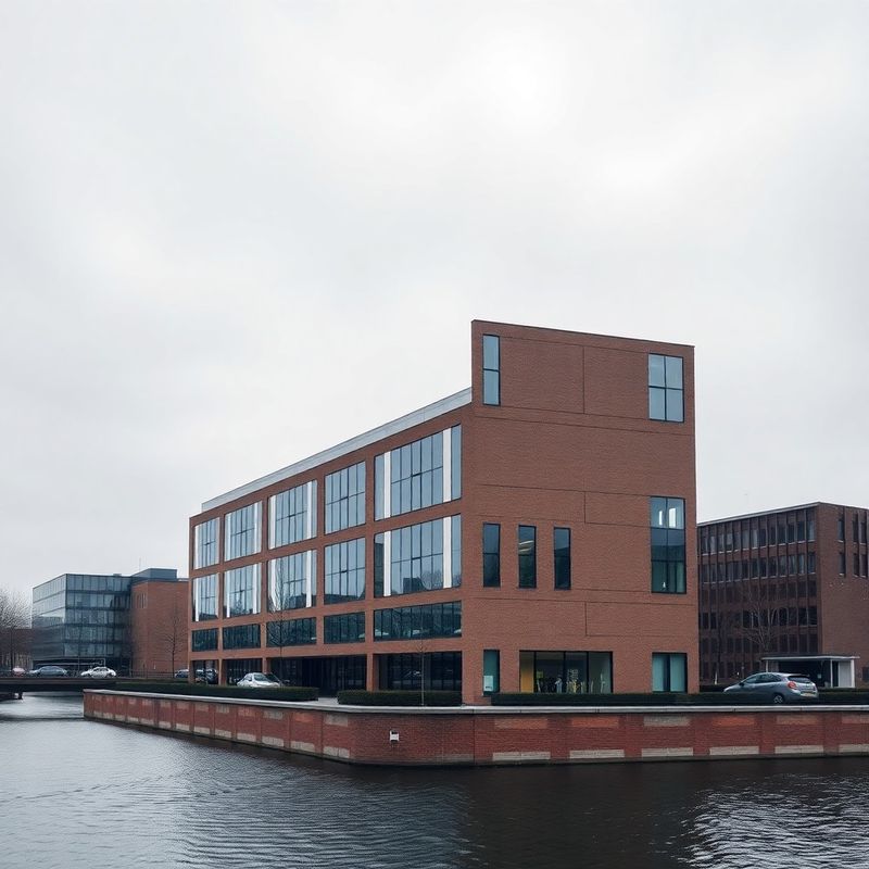 Modern Nederlands kantoorgebouw in Almere gezien vanuit de lucht